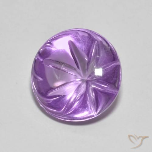 4.22 ct Violet Amethyst Stone, Natural Amethyst in Carved Round Shape for Sale