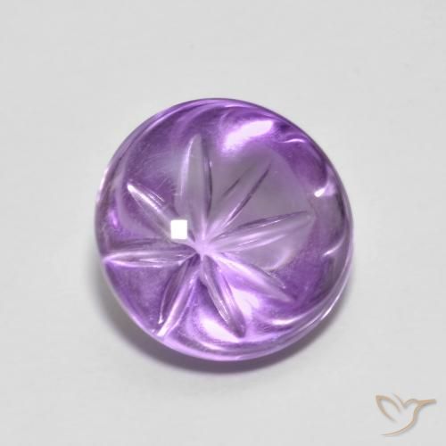 3.96 ct Violet Amethyst Stone, Natural Amethyst in Carved Round Shape for Sale