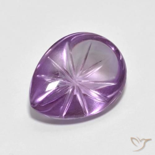 7.08 ct Violet Amethyst Stone, Natural Amethyst in Carved Pear Shape for Sale