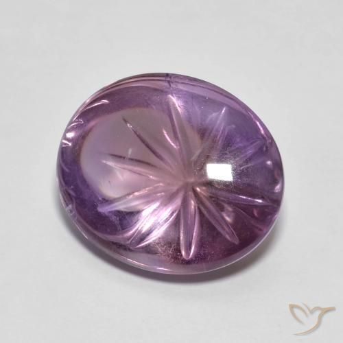 8.11 ct Violet Amethyst Stone, Natural Amethyst in Carved Oval Shape for Sale