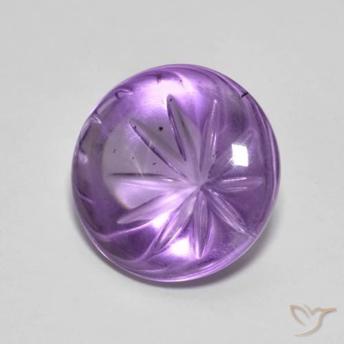 5.96 ct Violet Amethyst Stone, Natural Amethyst in Carved Round Shape for Sale