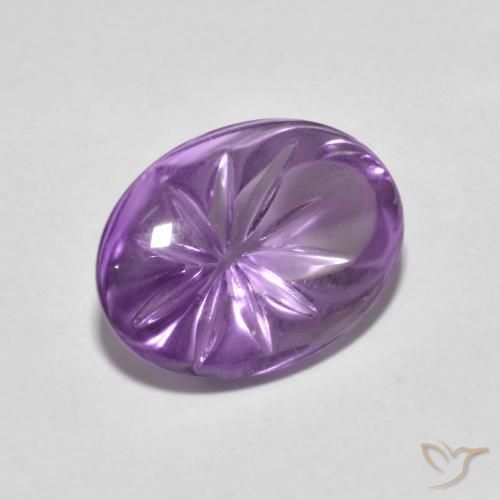 4.25 ct Violet Amethyst Stone, Natural Amethyst in Carved Oval Shape for Sale