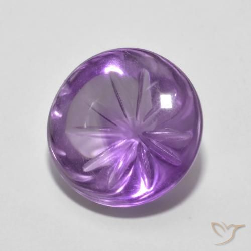 5.55 ct Violet Amethyst Stone, Natural Amethyst in Carved Round Shape for Sale