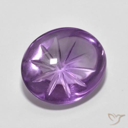 6.19 ct Violet Amethyst Stone, Natural Amethyst in Carved Oval Shape for Sale