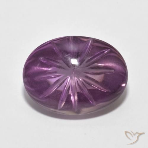 8.75 ct Violet Amethyst Gemstone, Amethyst Gem in Carved Oval Shape for Sale.