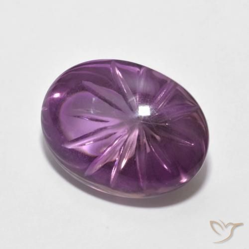 8.75 ct Violet Amethyst Stone, Natural Amethyst in Carved Oval Shape for Sale
