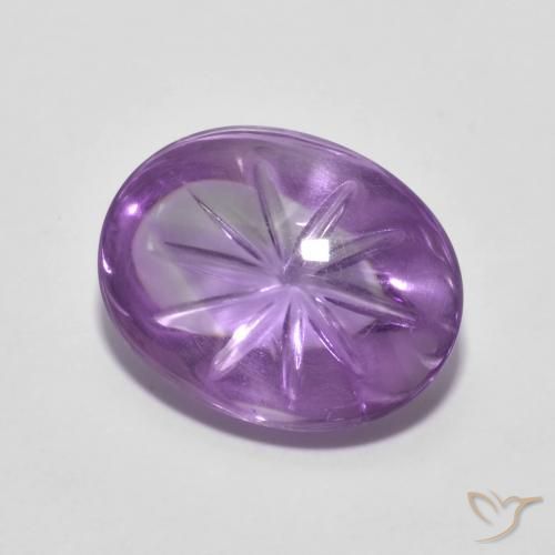 4.82 ct Violet Amethyst Stone, Natural Amethyst in Carved Oval Shape for Sale
