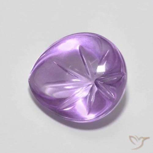 4.80 ct Violet Amethyst Stone, Natural Amethyst in Carved Pear Shape for Sale