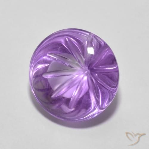 5.67 ct Violet Amethyst Stone, Natural Amethyst in Carved Round Shape for Sale