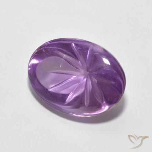 6.80 ct Violet Amethyst Stone, Natural Amethyst in Carved Oval Shape for Sale