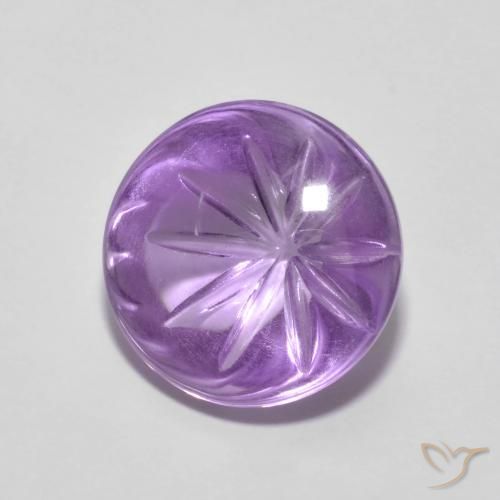 4.93 ct Violet Amethyst Stone, Natural Amethyst in Carved Round Shape for Sale