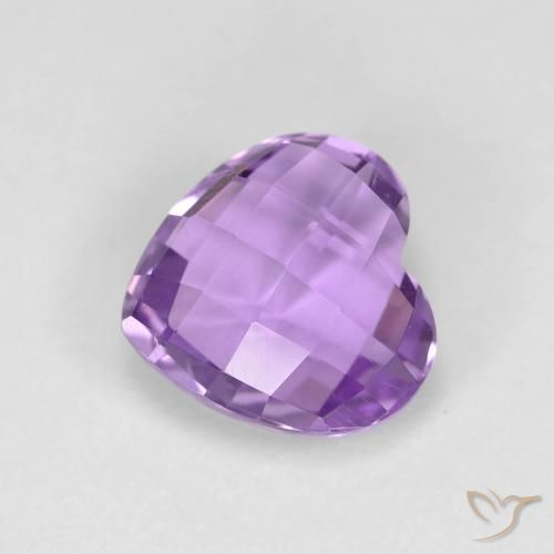 1.96 ct Violet Amethyst Stone, Natural Amethyst in Heart Checkerboard (double sided) Shape for Sale