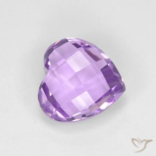 1.95 ct Violet Amethyst Stone, Natural Amethyst in Heart Checkerboard (double sided) Shape for Sale