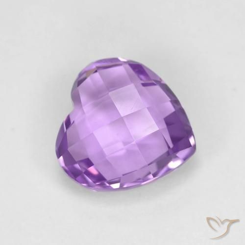 1.93 ct Violet Amethyst Stone, Natural Amethyst in Heart Checkerboard (double sided) Shape for Sale