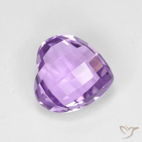 1.99 ct Violet Amethyst Stone, Natural Amethyst in Heart Checkerboard (double sided) Shape for Sale