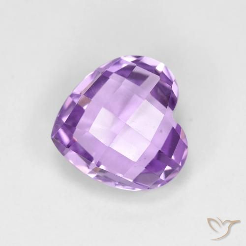 1.84 ct Violet Amethyst Stone, Natural Amethyst in Heart Checkerboard (double sided) Shape for Sale