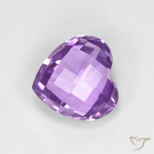 1.87 ct Violet Amethyst Stone, Natural Amethyst in Heart Checkerboard (double sided) Shape for Sale