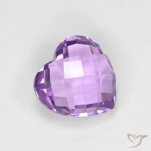 1.97 ct Violet Amethyst Stone, Natural Amethyst in Heart Checkerboard (double sided) Shape for Sale