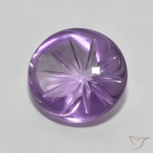 6.64 ct Violet Amethyst Stone, Natural Amethyst in Carved Oval Shape for Sale