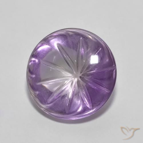 5.46 ct Violet Amethyst Stone, Natural Amethyst in Carved Round Shape for Sale