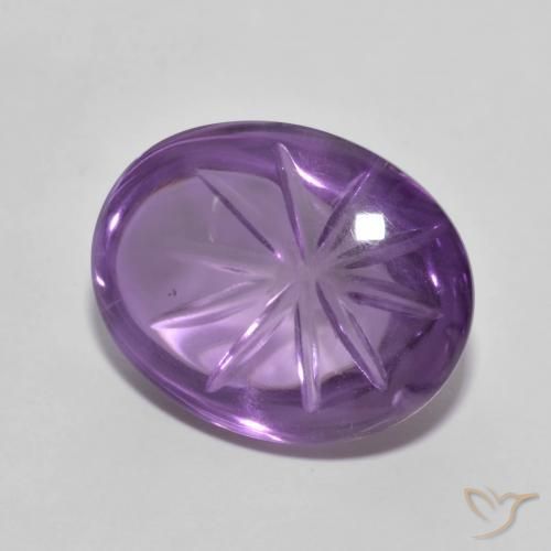 9.42 ct Violet Amethyst Stone, Natural Amethyst in Carved Oval Shape for Sale