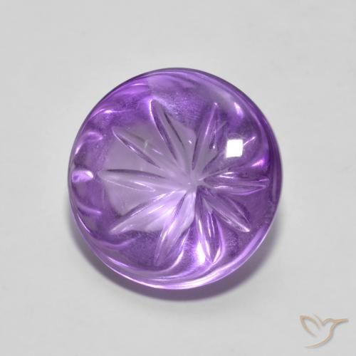 4.86 ct Violet Amethyst Stone, Natural Amethyst in Carved Round Shape for Sale
