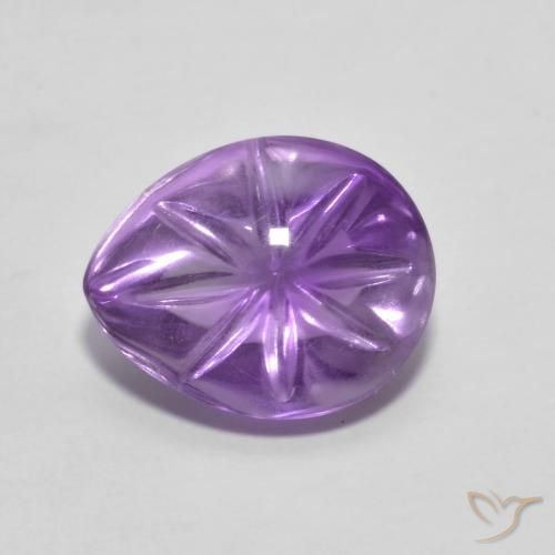 4.09ct Natural Medium Violet Amethyst, Pear Shape, Transparent