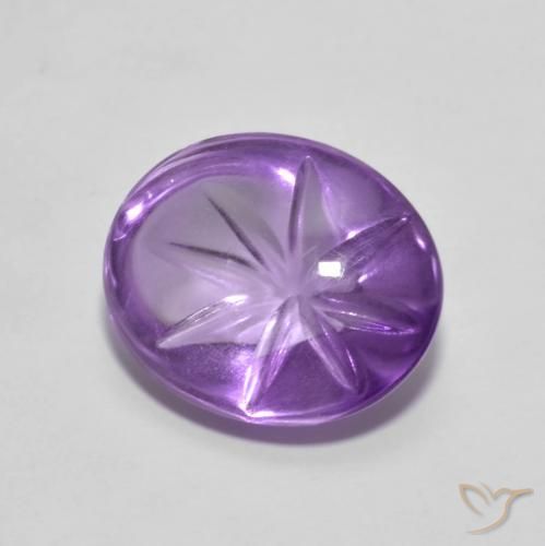 4.11 ct Violet Amethyst Stone, Natural Amethyst in Carved Oval Shape for Sale