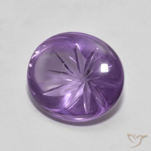 5.91 ct Violet Amethyst Stone, Natural Amethyst in Carved Oval Shape for Sale