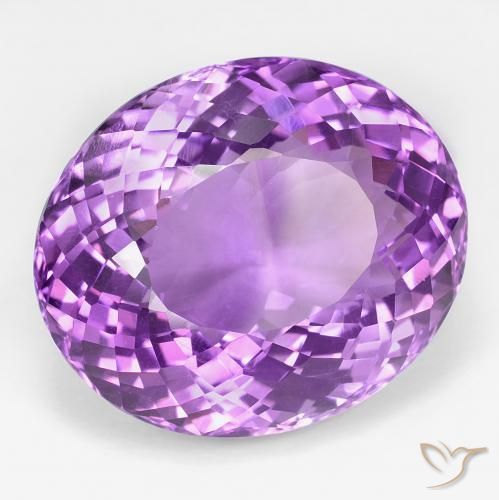 39.22 ct Violet Amethyst Stone, Natural Amethyst in Oval Portuguese-Cut Shape for Sale