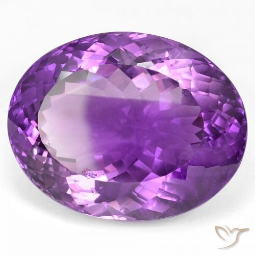 50.87 ct Violet Amethyst Stone, Natural Amethyst in Oval Facet Shape for Sale