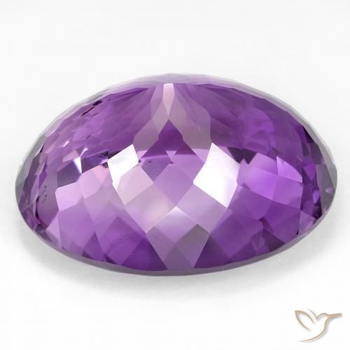Amethyst Gemstone in 27.4 x 21.4 mm Size for Sale, Amethyst Stone in Medium Dark-Violet Color
