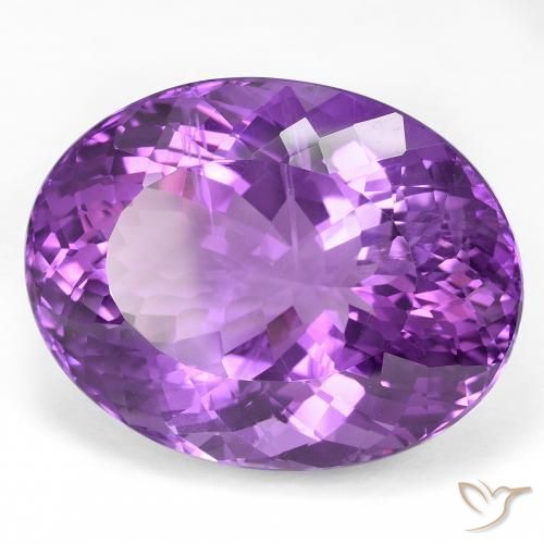49.66 ct Violet Amethyst Stone, Natural Amethyst in Oval Facet Shape for Sale