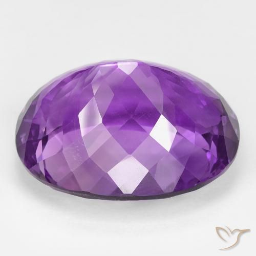 Amethyst Gemstone in 24.3 x 19.5 mm Size for Sale, Amethyst Stone in Vivid Violet Color
