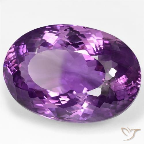 100.83 ct Violet Amethyst Stone, Natural Amethyst in Oval Portuguese-Cut Shape for Sale