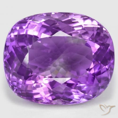29.9 x 24.9mm Cushion Violet Amethyst from Brazil, Weight of 87.56ct, Natural untreated Gemstone in IF Clarity, 1pc Cushion-cut Amethyst - Color: Vivid Violet, Mohs Hardness of 7 suitable for daily wear jewelry, Wednesday Gemstone, Photo A