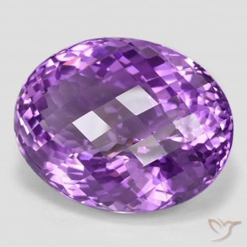 59.13 ct Violet Amethyst Stone, Natural Amethyst in Oval Checkerboard Shape for Sale