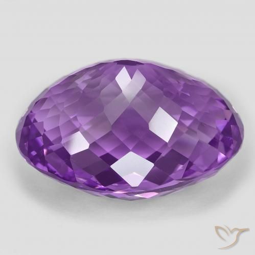 Amethyst Gemstone in 28.2 x 22 mm Size for Sale, Amethyst Stone in Medium Purplish Violet Color