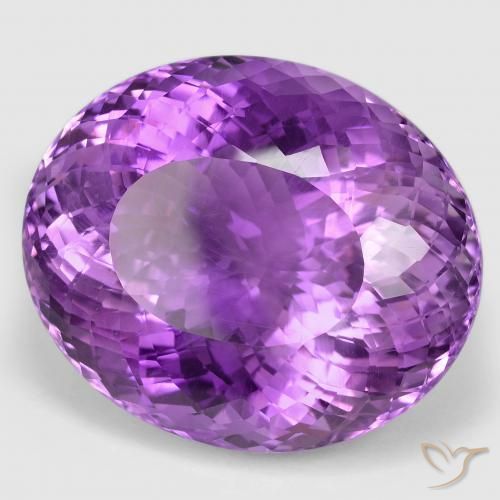 82.49 ct Violet Amethyst Stone, Natural Amethyst in Oval Portuguese-Cut Shape for Sale