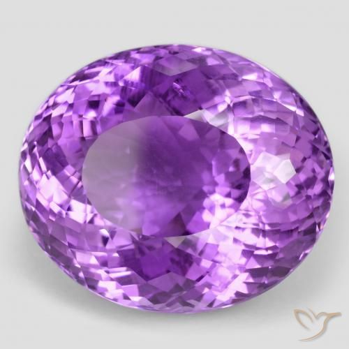 61.12 ct Violet Amethyst Stone, Natural Amethyst in Oval Portuguese-Cut Shape for Sale