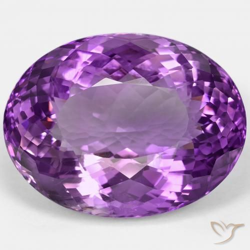 85.07ct Oval Portuguese-cut Violet Amethyst from Brazil, Dimension 32.6 x 24.9mm, VVS-VS Clarity, Natural untreated gemstone, 1pc Amethyst in Color, Mohs Hardness of 7 suitable for daily wear jewelry, Symbolizes Calming and Soothing, Photo A
