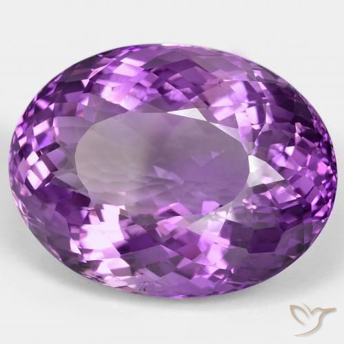 85.07 ct Violet Amethyst Stone, Natural Amethyst in Oval Portuguese-Cut Shape for Sale