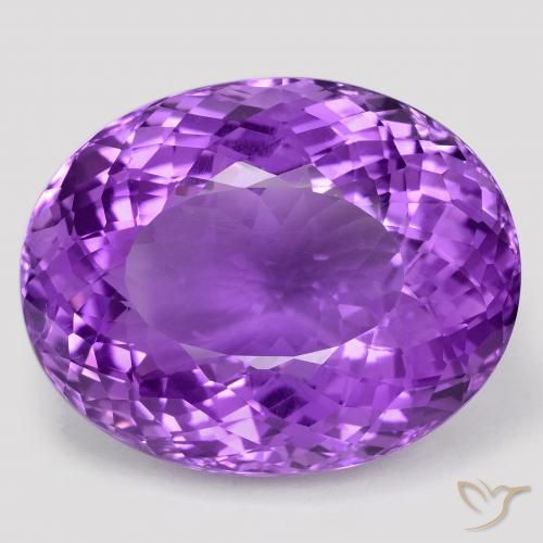 31.1 x 24.7mm Oval Portuguese-cut Violet Amethyst from Brazil, Weight of 75.75ct, Natural untreated gemstone in VVS Clarity, 1pc Amethyst - the Color is , Mohs Hardness of 7 suitable for daily wear jewelry, Unblocks Crown Chakra, Photo A