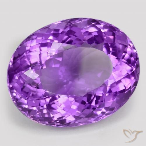 75.75 ct Violet Amethyst Stone, Natural Amethyst in Oval Portuguese-Cut Shape for Sale