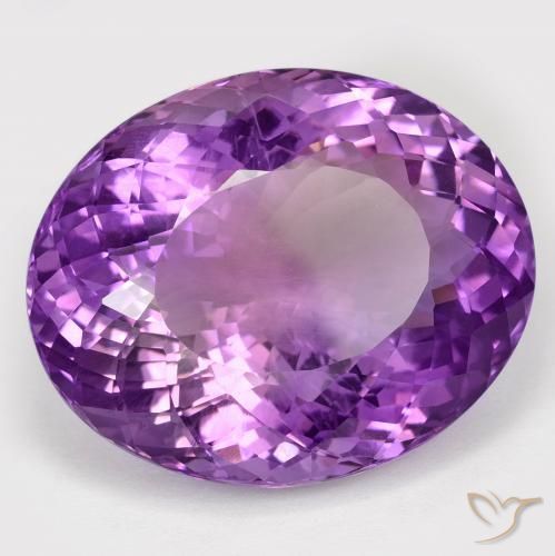 66.68 ct Violet Amethyst Stone, Natural Amethyst in Oval Portuguese-Cut Shape for Sale