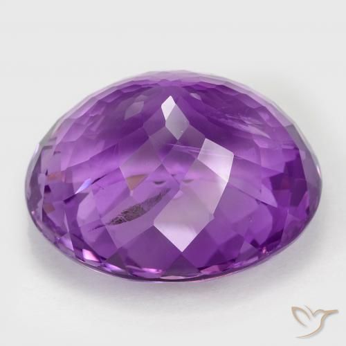 Amethyst Gemstone in 26.3 x 23.5 mm Size for Sale, Amethyst Stone in Intense Violet Color