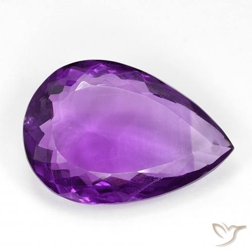 14.44ct Pear Facet Violet Amethyst from Brazil, Dimension 21.9 x 15.2mm, Natural untreated Gemstone, VS Clarity, 1 piece Amethyst in Medium Purplish Violet Color, Mohs Hardness of 7 suitable for daily wear jewelry, Wednesday Gemstone, Photo A
