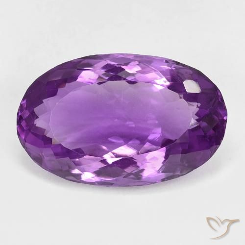 22.5 x 14.3mm Oval Violet Amethyst from Brazil, Weight of 18.7ct, Natural untreated Gemstone in VVS-VS Clarity, 1pc Oval Facet Amethyst - Color: Medium Violet, Mohs Hardness of 7 suitable for daily wear jewelry, Symbolizes Calming and Soothing, Photo A