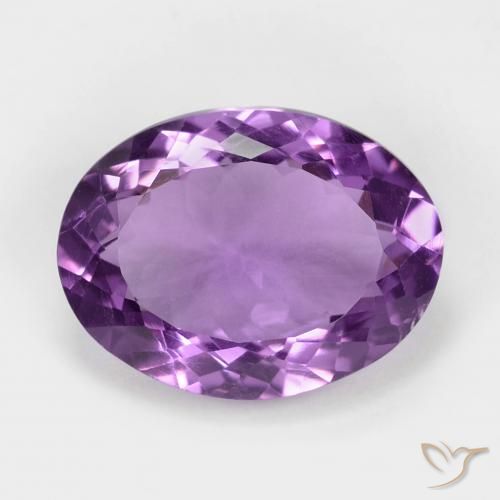 19.2 x 14.6mm Oval Violet Amethyst from Brazil, Weight of 14.13ct, Natural untreated Gemstone in VS Clarity, 1pc Oval Facet Amethyst - Color: Pinkish Violet, Mohs Hardness of 7 suitable for daily wear jewelry, February Birthstone, Photo A