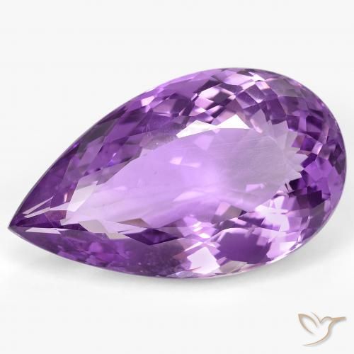 42.76ct Pear Facet Violet Amethyst from Brazil, Dimension 32 x 19mm, Natural untreated Gemstone, VVS Clarity, 1 piece Amethyst in Medium Pinkish Violet Color, Mohs Hardness of 7 suitable for daily wear jewelry, Stone of the Mind, Photo A